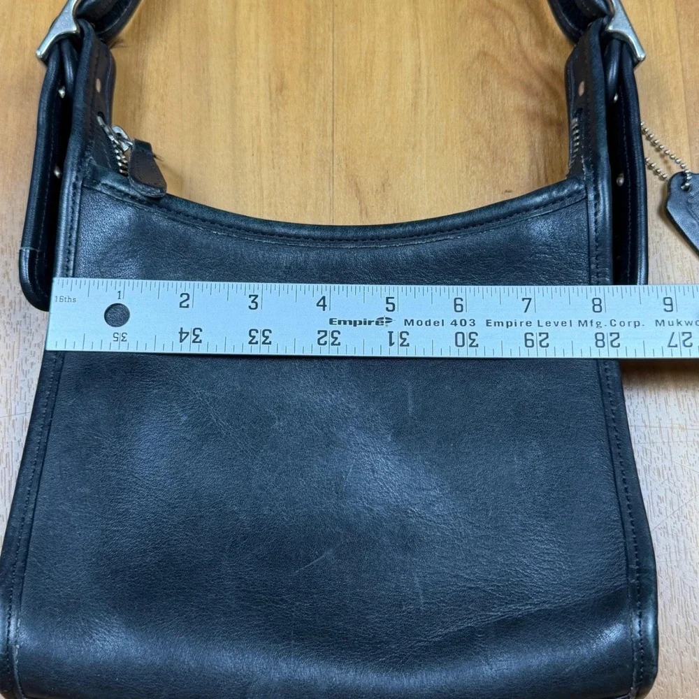 Vintage Coach Ergo Zip Black Leather Crossbody Bag 9997 Made‎ in USA